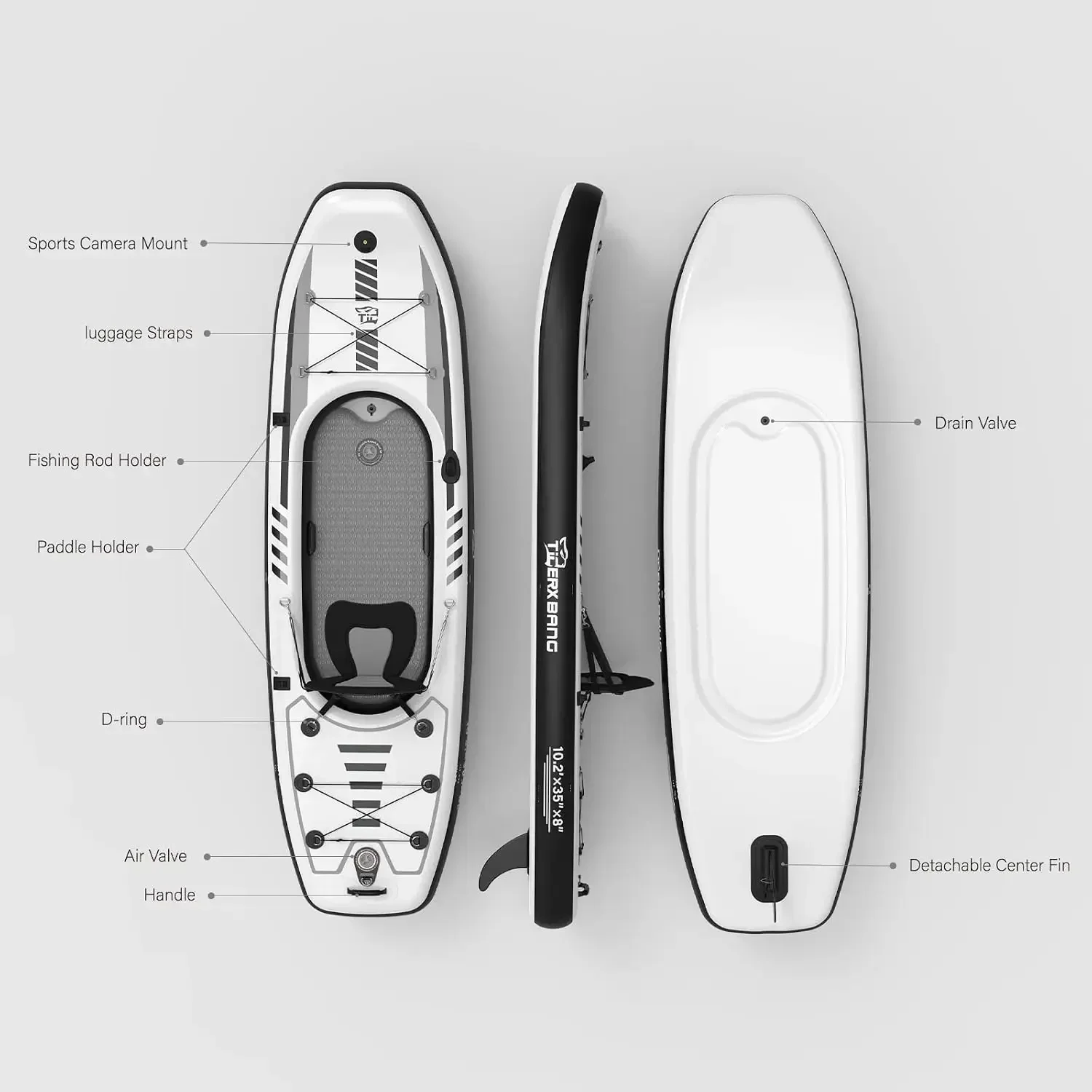 TIGERXBANG Kayak Tiup 10,2'x35 - Fishing Boat Aluminum ulasan dan harga