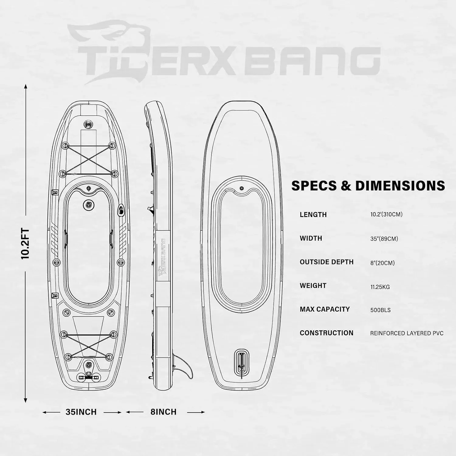 TIGERXBANG Kayak Tiup 10,2'x35 - Fishing Boat Aluminum ulasan dan harga